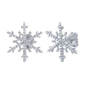 Sterling Silver Unique Snowflake Clear CZ Earrings New